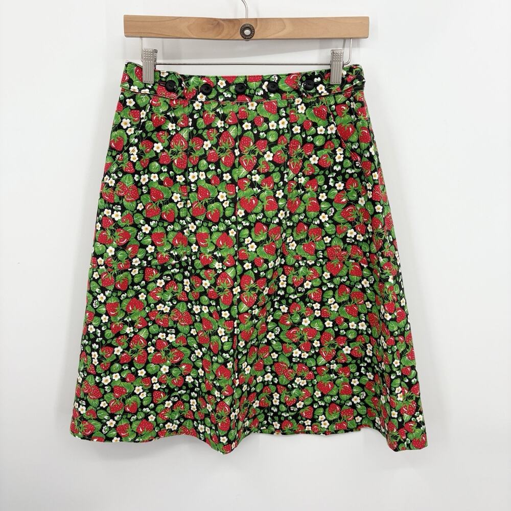 Vintage Upcycled Fruit Skirt Small Strawberry Cottage Indie Twee Rockabilly 90s